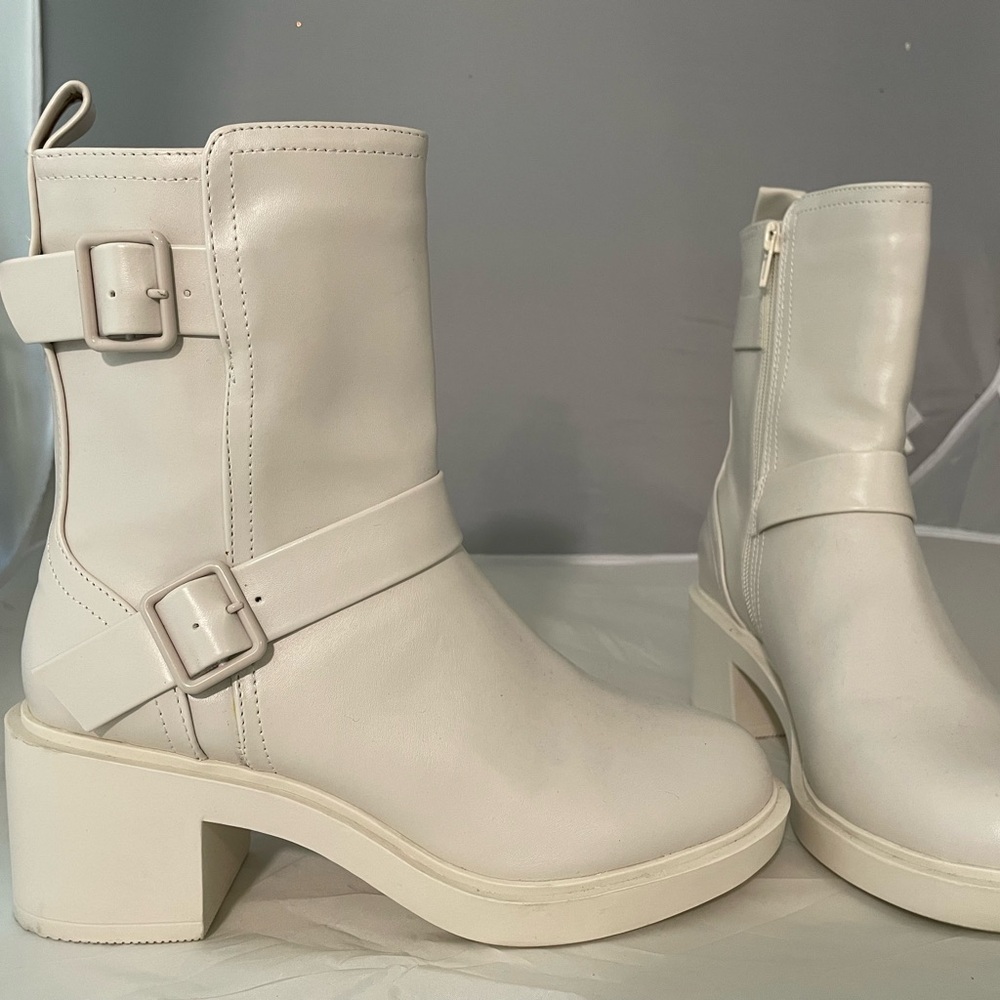 White Alfani Chantal Faux Leather Ankle Boots